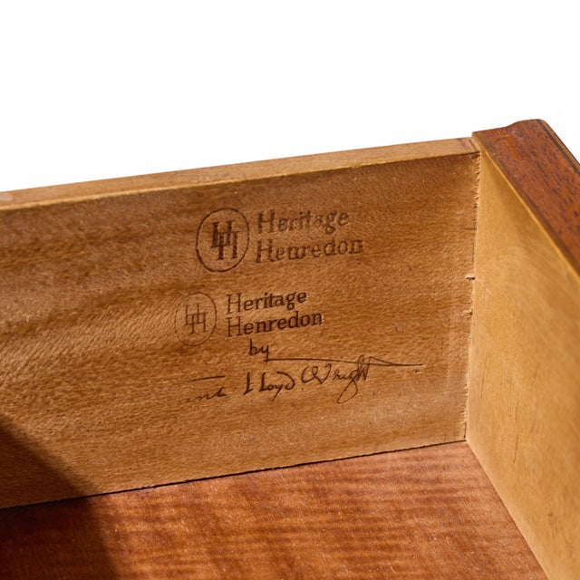 Frank Lloyd Wright for Henredon Taliesin Mid Century Mahogany Nightstands - Pair For Sale - Image 14 of 14