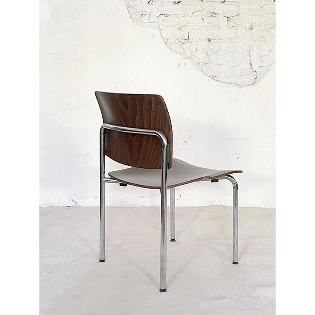 Vintage Plywood and Chrome Stacking Chairs from Kusch + Co., Germany, 1970s, Set of 4 For Sale - Image 9 of 11