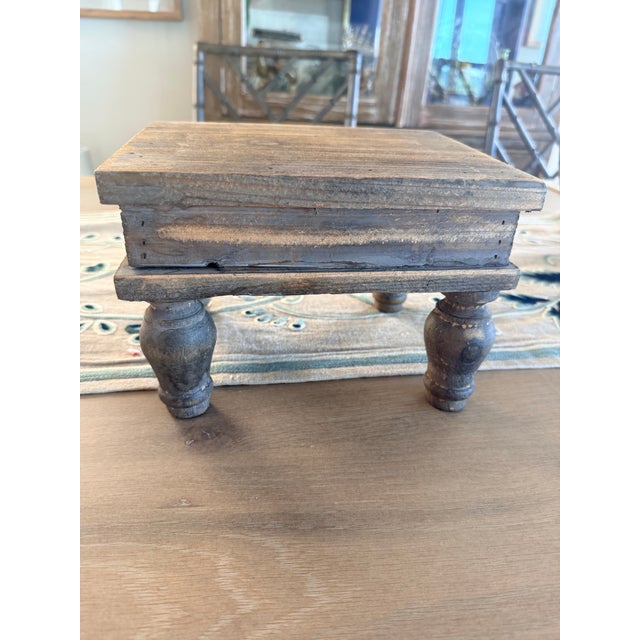 Wooden reclaimed wood tabletop riser. Great way to elevate a piece of artwork or prized possession. (Seashell not included.)