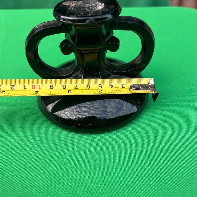 Black Black Milk Glass Pair of Candleholders For Sale - Image 8 of 11