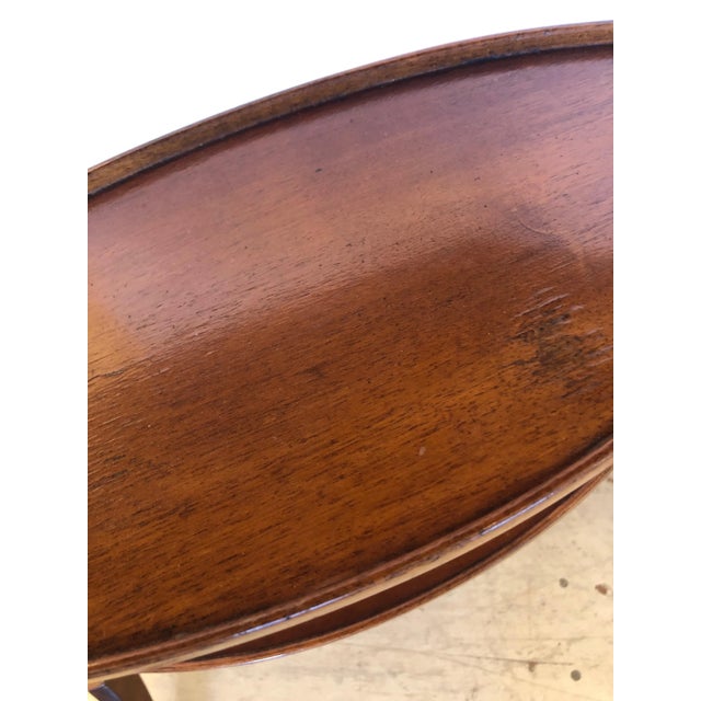 Wood Vintage Directoire Fruitwood 3 Tier Side Table With Octagonal Top For Sale - Image 7 of 13