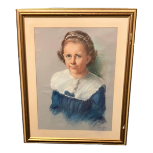 1968 Mark Miller MiD- Century Pastel Portrait of a Young Girl