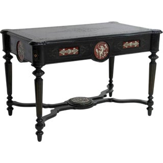 Fine 19th Century French Napoleon III Second Empire Period Ebonized Writing Table For Sale