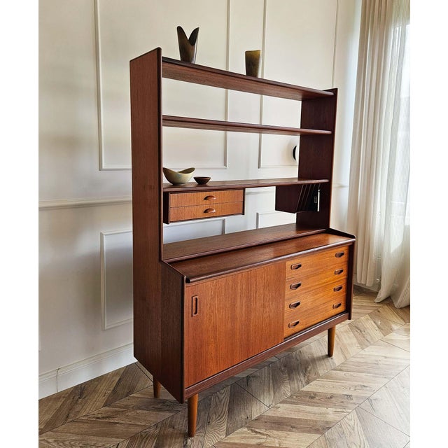 Mid-Century Modern Mid-Century Teak Bookcase with Pull-Out Writing Desk, 1960s For Sale - Image 3 of 18