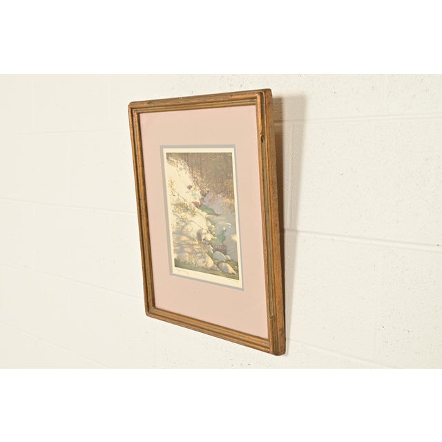 Impressionist J. Hohenberger Original Artist Signed "January" Lithograph in Carved Giltwood Frame For Sale - Image 3 of 13