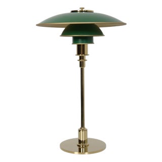 Vintage PH 3/2 Table Lamp with Green Shades by Poul Henningsen, 1920s For Sale