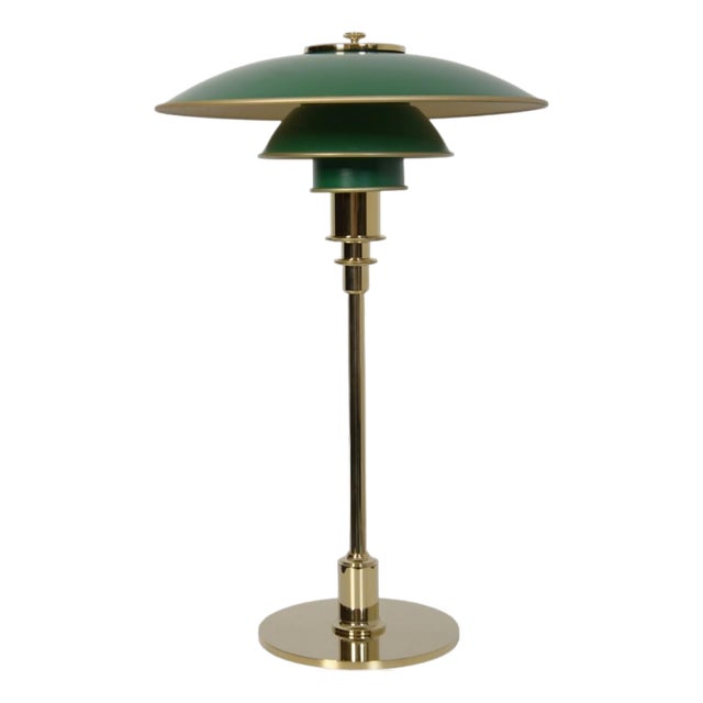 Vintage PH 3/2 Table Lamp with Green Shades by Poul Henningsen, 1920s For Sale