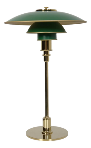 Vintage PH 3/2 Table Lamp with Green Shades by Poul Henningsen, 1920s