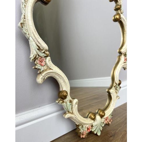 Vintage French Shabby Chic Ornate Wall Mirror For Sale - Image 9 of 12