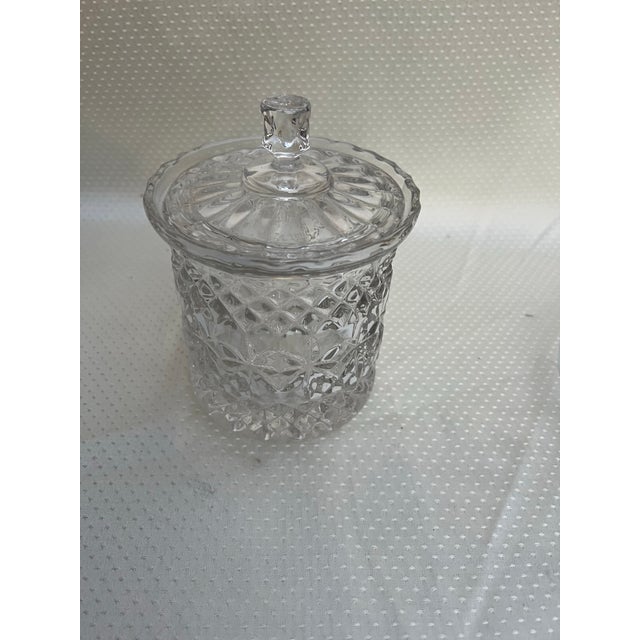 Traditional 1970s Glass Detailed Jar With Matching Lid For Sale - Image 3 of 5