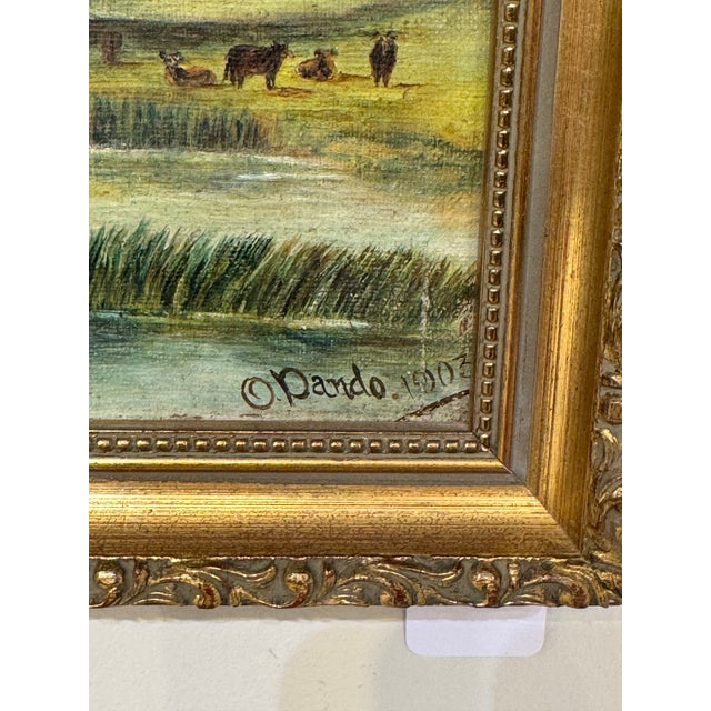 Wood Oil on Canvas Bridge Over Water For Sale - Image 7 of 7