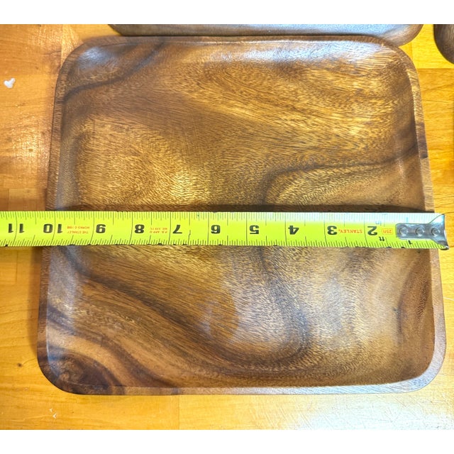 1960s Vintage Teak-Wood Serving Plates Set of 6 For Sale - Image 5 of 6
