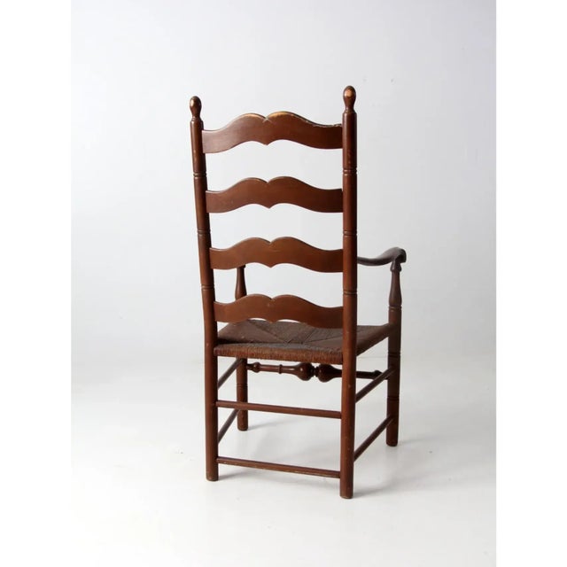 Brown Antique Rush Seat Arm Chair For Sale - Image 8 of 12