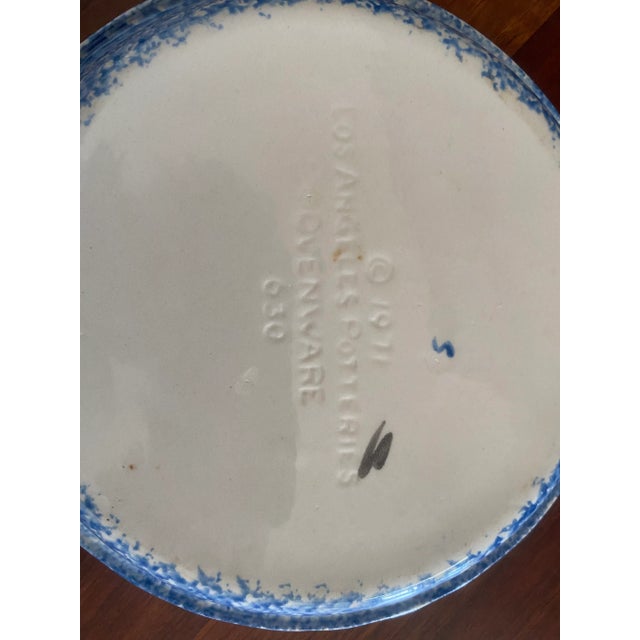 Blue Vintage Rustic Farmhouse Country Blue Stipple Rooster Los Angeles Potteries Dish Set- 24 Pieces For Sale - Image 8 of 9