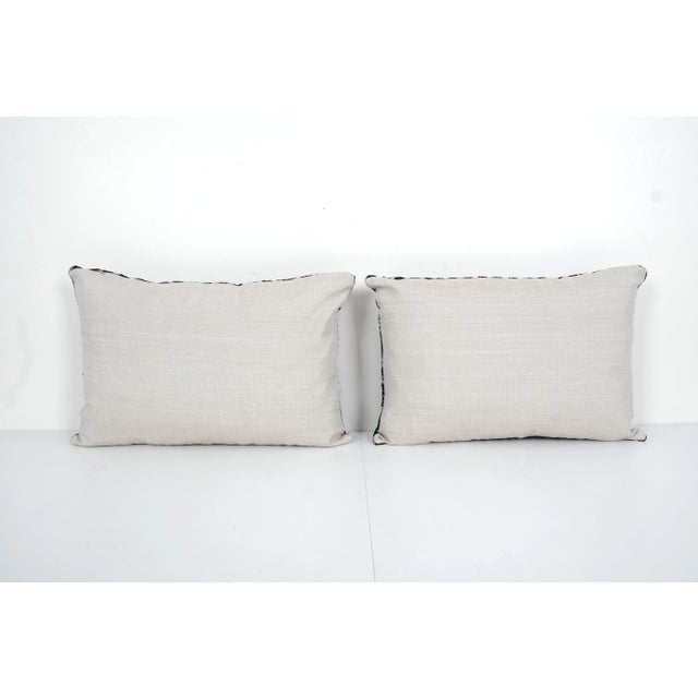 1960s Contemporary Silk Velvet Ikat Bohemian Pillow - a Pair For Sale - Image 5 of 6