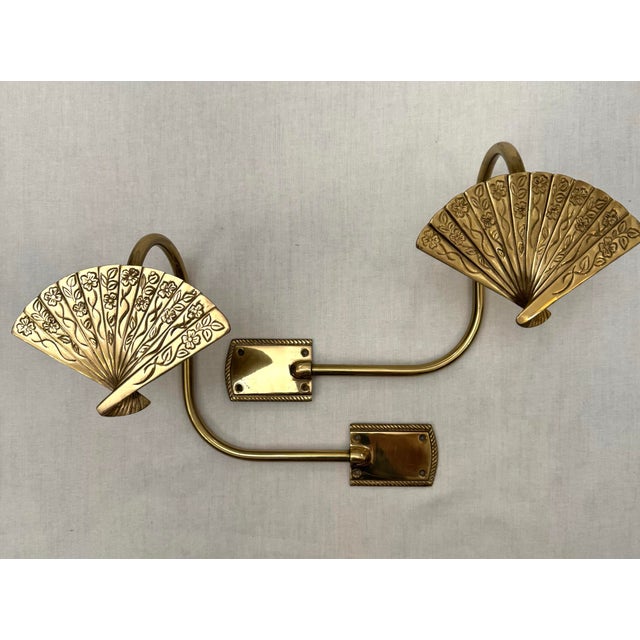 Pair of Hollywood Regency Solid Brass Curtain Tiebacks For Sale - Image 9 of 9