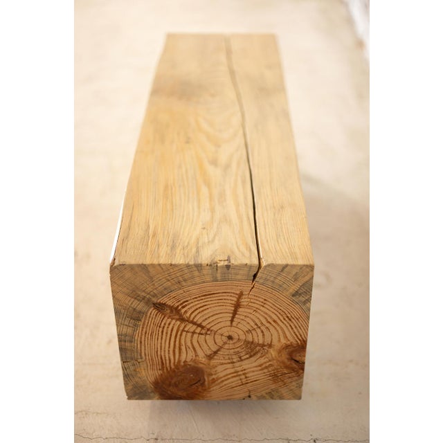 Rustic Rustic Pine Beam Bench Pine and Corten Steel Base by Alabama Sawyer 4' For Sale - Image 3 of 6