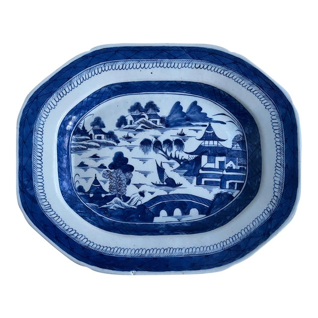Antique Canton Chinese Porcelain Platter For Sale