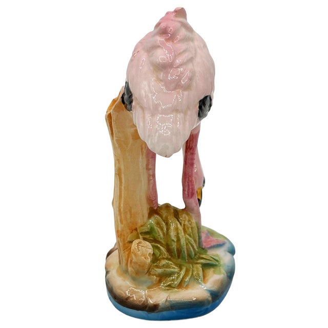 Mid 20th Century Pink Flamingo Ceramic Tabletop Statue by Norcest For Sale - Image 4 of 5