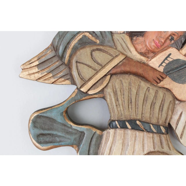 Wood Vintage Mexican Hand Carved Wood Angels With Instruments For Sale - Image 7 of 18