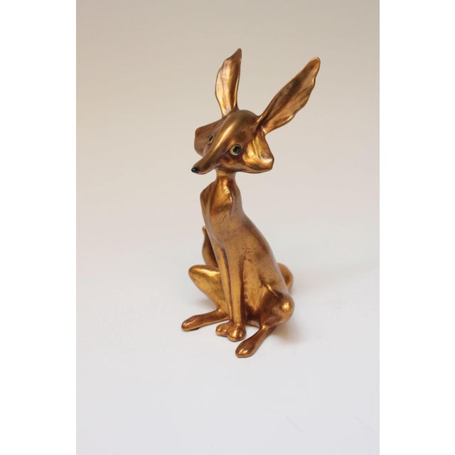 Vintage Gold Leaf Ceramic Fox by Freeman McFarlin Potteries For Sale - Image 4 of 12