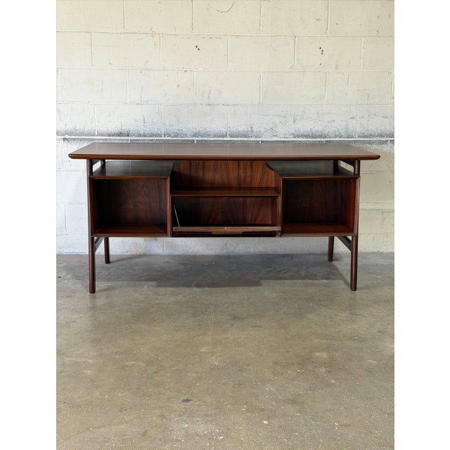 In Style of Gunni Omann for Omann Jun Model 75 Rosewood Executive Desk Danish Mid-Century Modern 1960s For Sale - Image 9 of 11