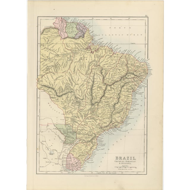 Antique Brazil Map, 1884 For Sale