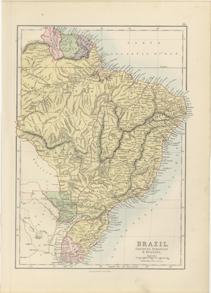 Antique Brazil Map, 1884