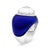 Contemporary 18K White Gold 14mm White Quartz and 1/5 Cttw Diamond Halo with Blue Enamel Dome Ring, Size 7 For Sale - Image 3 of 5