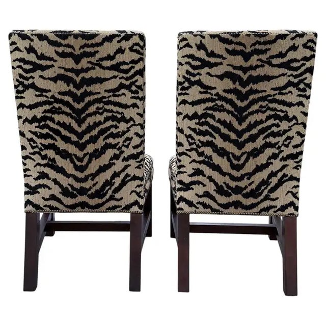 Traditional Ralph Lauren High Back Tiger Dining Accent Chairs, Pair For Sale - Image 3 of 12