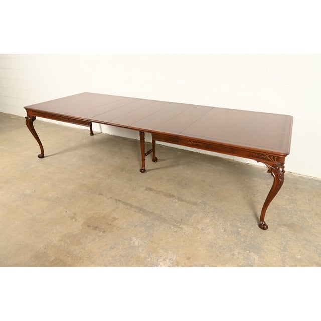 Brown Romweber Style Georgian Walnut and Burl Wood Extension Dining Table, Newly Refinished For Sale - Image 8 of 17