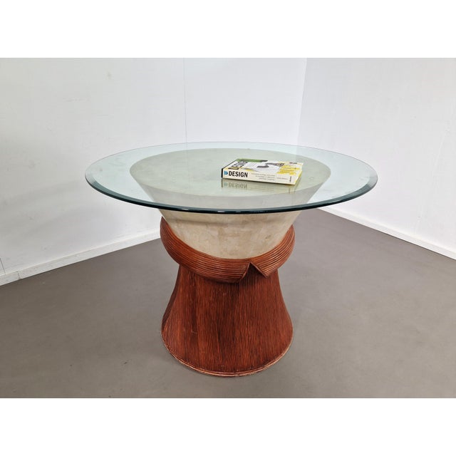 Vintage Dining Table in Stone and Pencil Reed, 1970s For Sale - Image 9 of 11