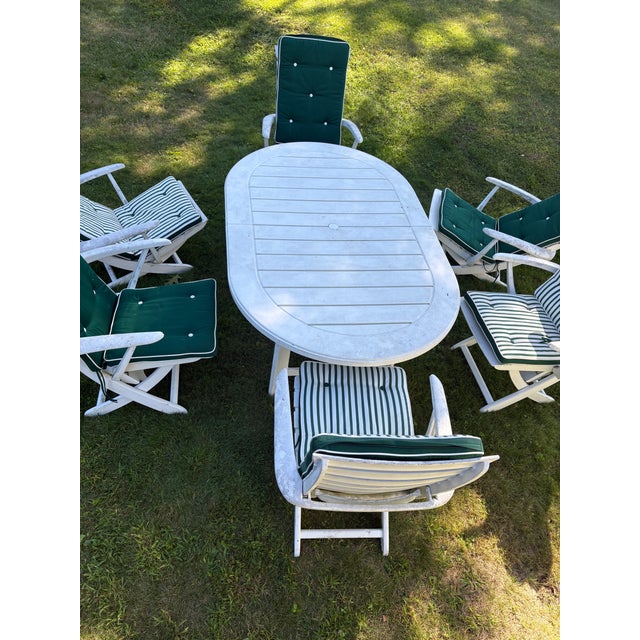 Plastic 1960s French Triconfort 7-Piece Resin Dining Set – Table, 6 Reclining Chairs & Cushions For Sale - Image 7 of 18