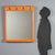 1970s vintage mirror designed for bathroom use, featuring an orange plastic frame that adds a lively and distinctive...