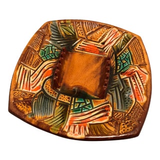 Vintage California Studio Pottery Ashtray With Gorgeous Colors For Sale