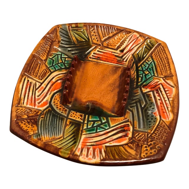 Vintage California Studio Pottery Ashtray With Gorgeous Colors For Sale
