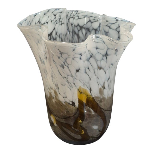 Glass Vintage Mid-Century-Modern Italian Art Glass Hand Blown Vase For Sale - Image 7 of 7
