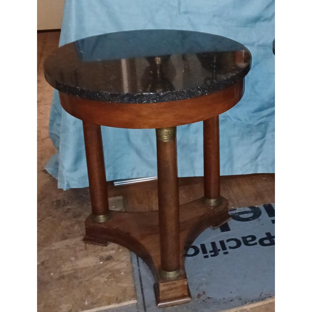 Antique French Empire Walnut and Marble Side or Gueridon Tables - A Pair For Sale - Image 11 of 11