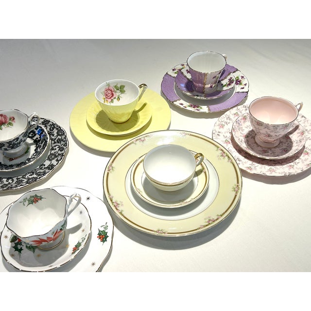 Mid 20th Century 6 Sets of Vintage Tea Cups, Saucers, and Plates For Sale - Image 5 of 18