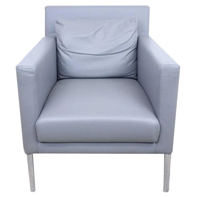 Jason 391 Leather Armchair in Gray by Walter Knoll For Sale