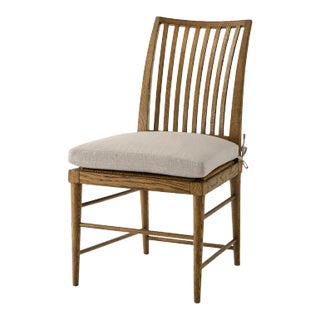 Oak Slatted Back Dining Chair - Light Oak For Sale