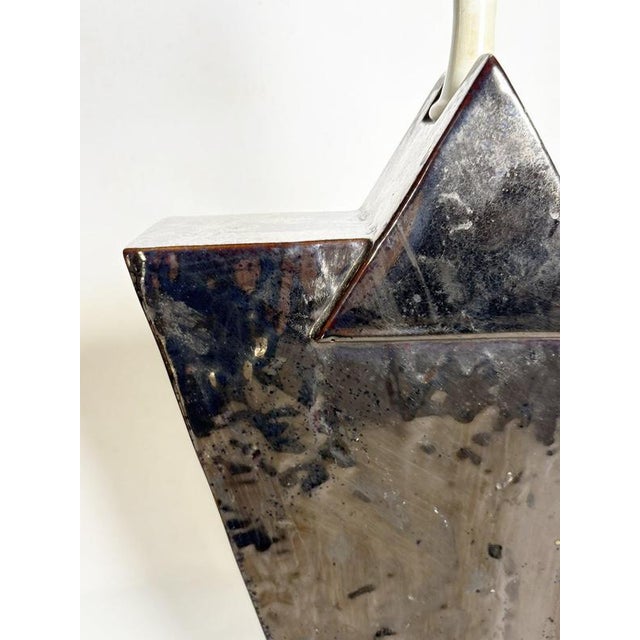 Black Ceramic Table Lamp, France, 1980s For Sale - Image 9 of 13