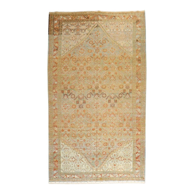 Antique Zabihi Collection Light Green Gallery Persian Malayer Rug - 5'7" x 10'3" For Sale