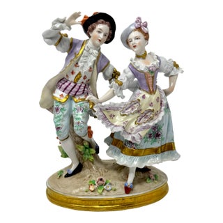 Sitzendorf German Porcelain Figurine - Dancing Rococo Couple For Sale