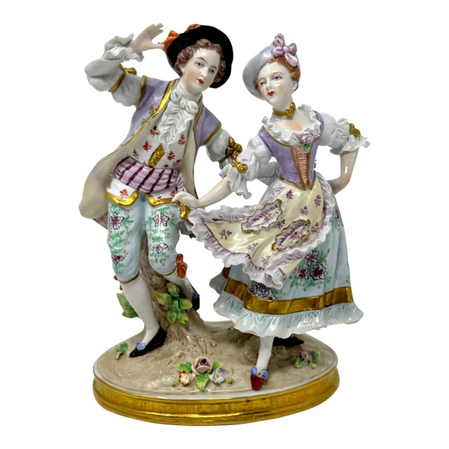 Sitzendorf German Porcelain Figurine - Dancing Rococo Couple For Sale