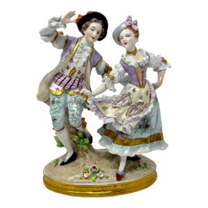Sitzendorf German Porcelain Figurine - Dancing Rococo Couple