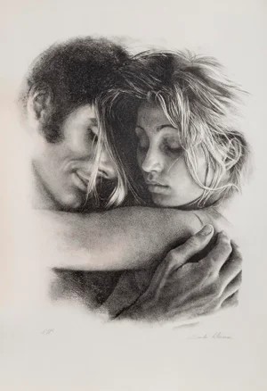 Lovers Asleep, Sandu Liberman Lithograph, Signed and Numbered in Pencil