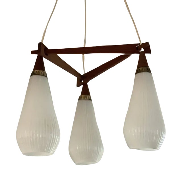 Mid-Century Danish Cascade Ceiling Lamp in Teak For Sale