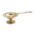 Shallow circular cast brass taster dish with beaded edge on a circular pedestal base. The flaring rim is rivet mounted...