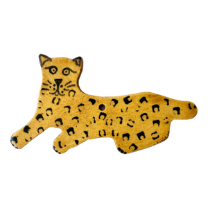 Folk Art Leopard Christmas Ornament, Breininger Pottery, Pennsylvania Dutch Redware